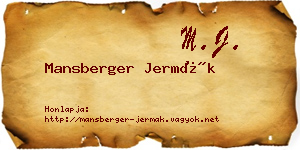 Mansberger Jermák névjegykártya
